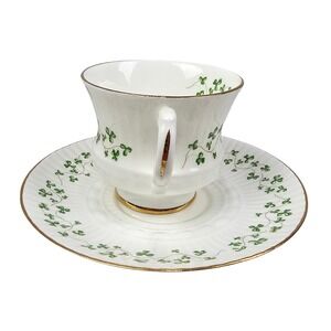 Royal Tara Ireland Shamrock Bone China Tea Cup Saucer Set Danbury Mint Exclusive